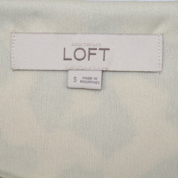 ANN TAYLOR LOFT Dress Sleeveless Animal Print Knit Ruched Black Cream Small - Picture 6 of 13